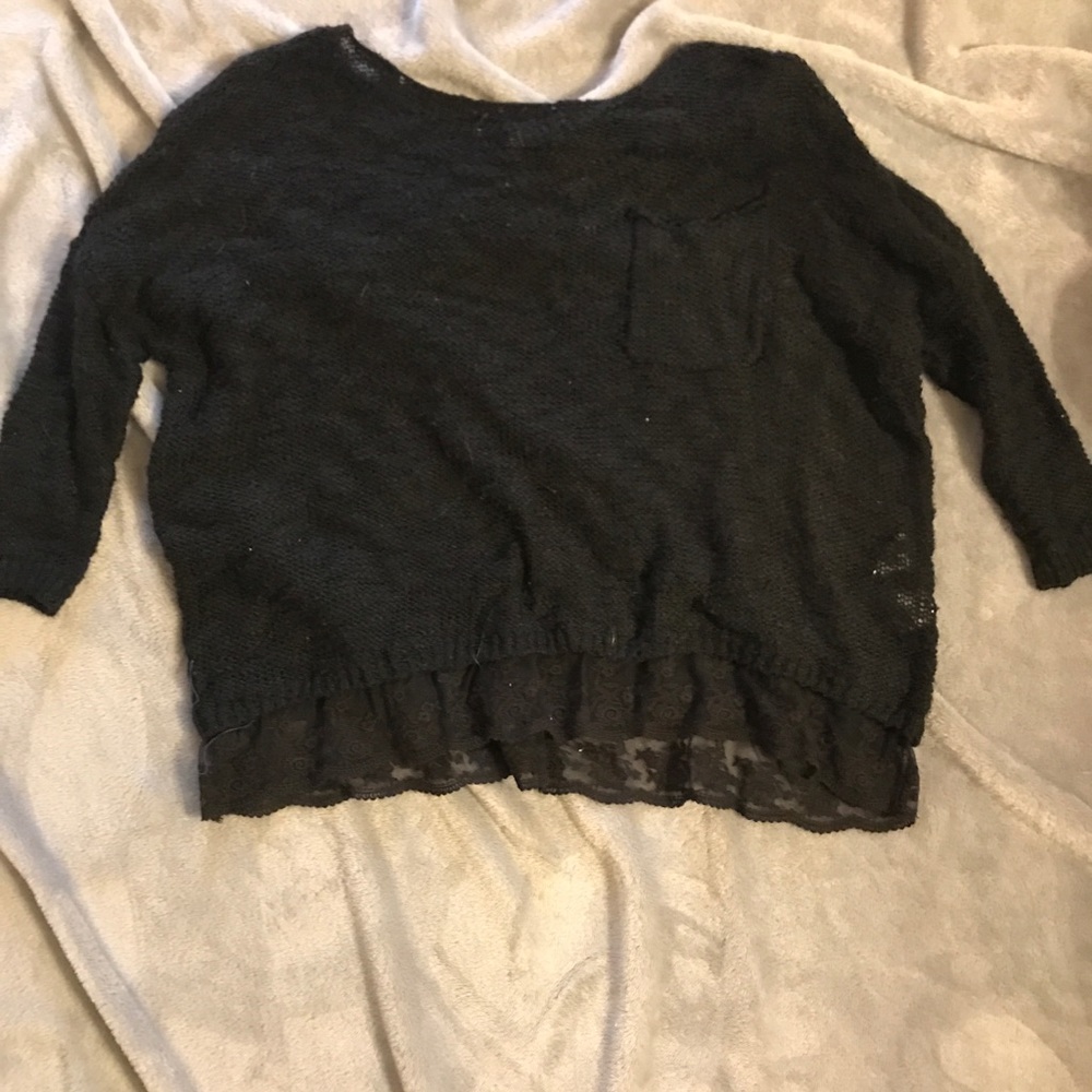 Sweater with lace trim